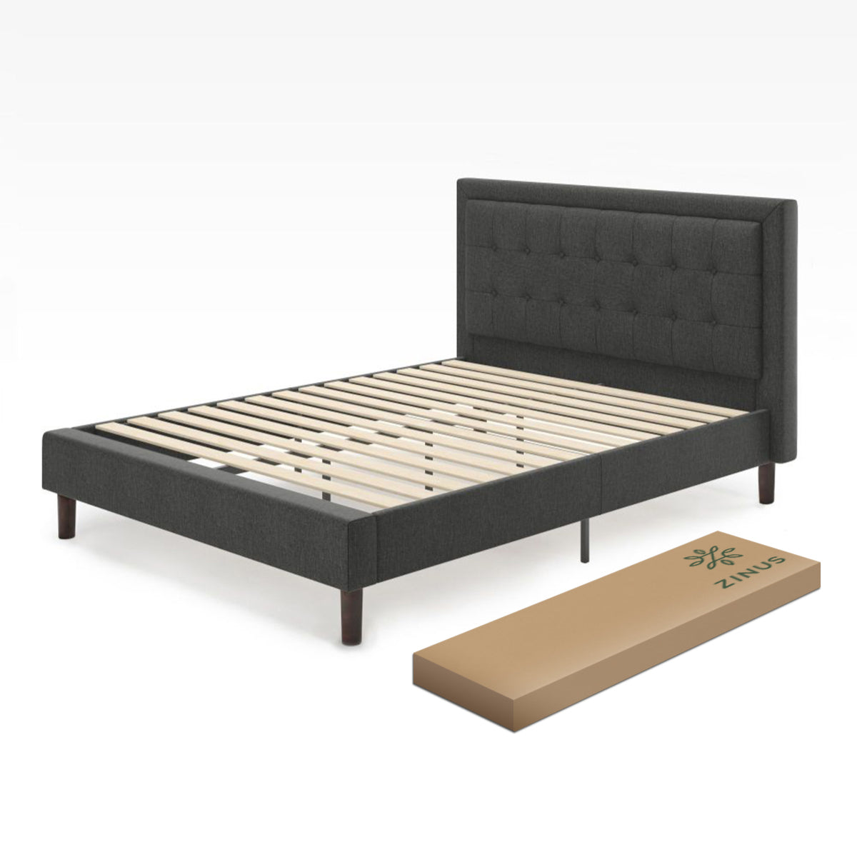 Zinus Dachelle | Base de cama con cabecera y tapizada, Fácil montaje