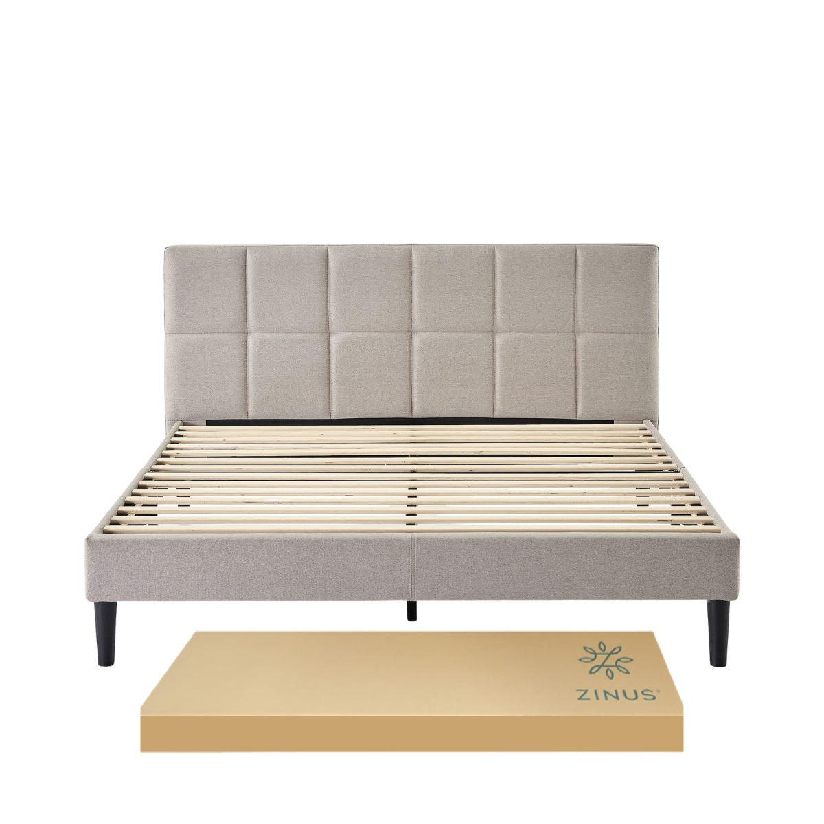 Base de cama con cabecera y tapizada, Fácil montaje | Leo