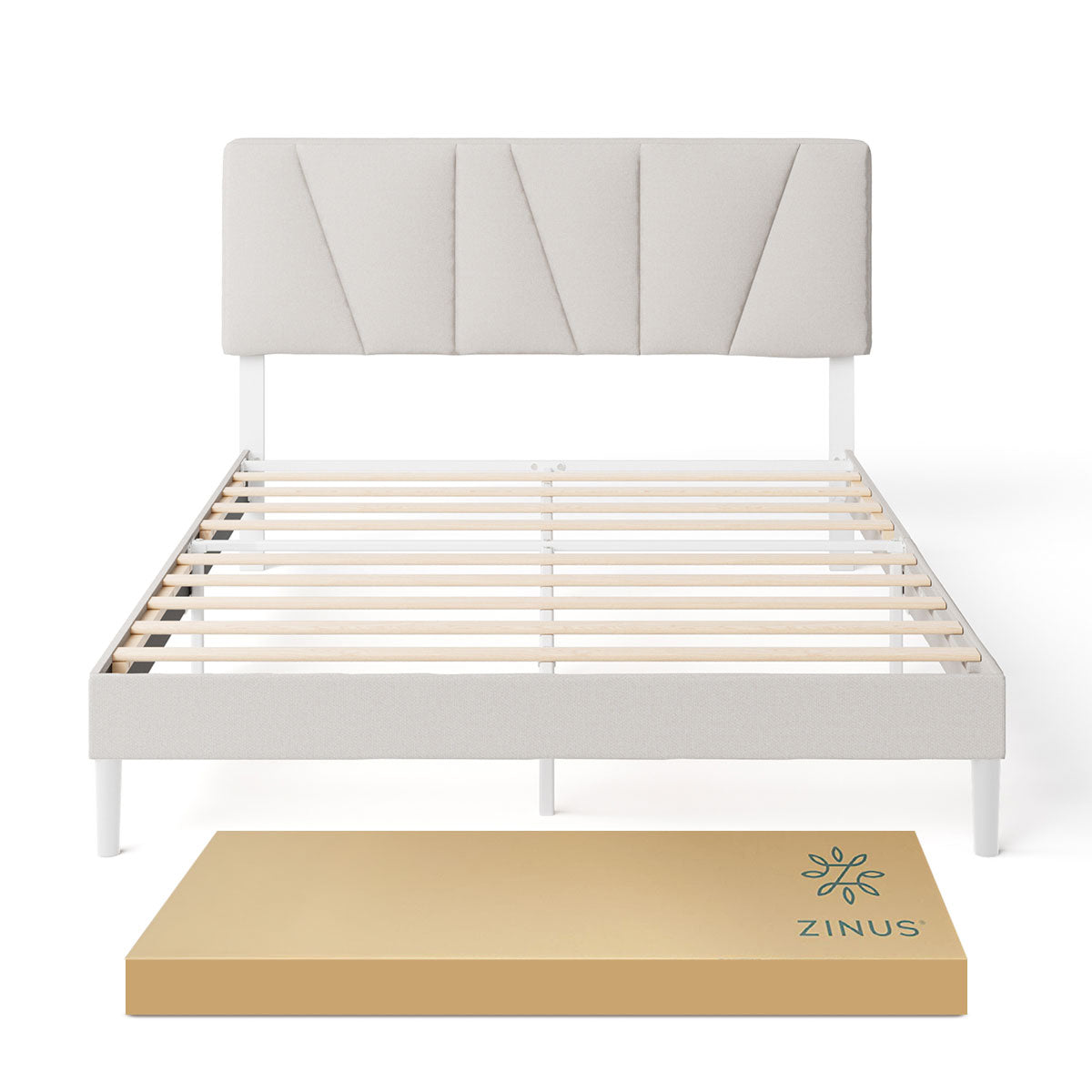 Base de cama con cabecera y tapizada, Fácil montaje | Maya