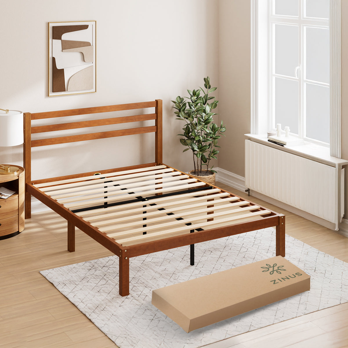 Zinus |  Cama Completa Base Leah + Colchón Comfort