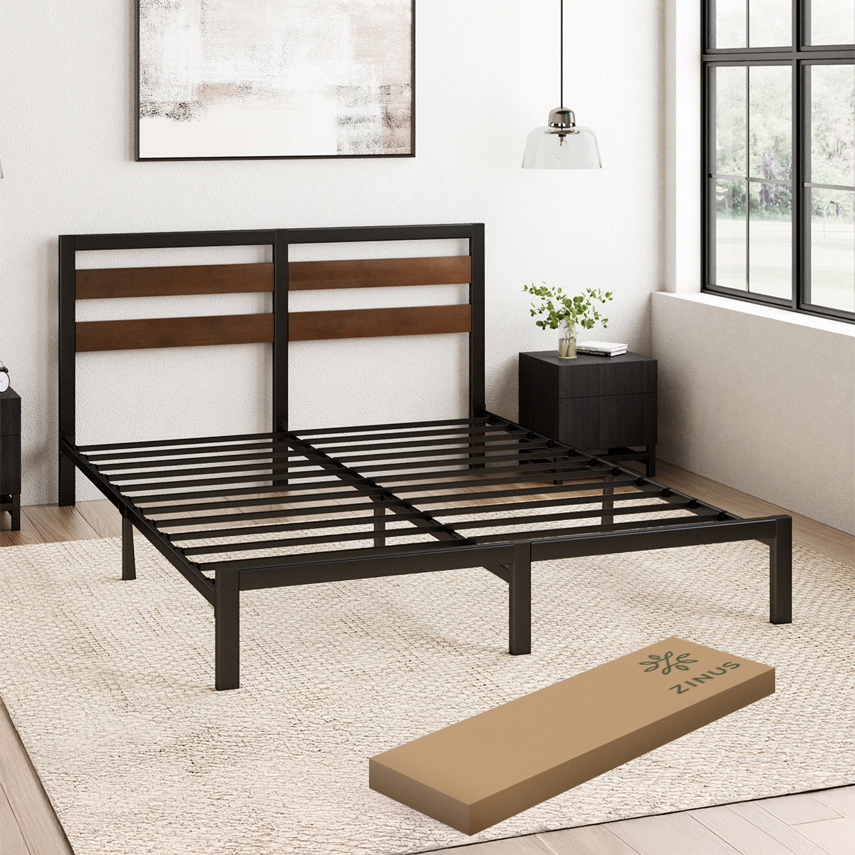 Base de Cama de Metal con Cabecera de Bambú | Shen
