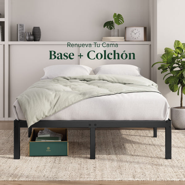 Zinus |  Cama Completa Base Justin + Colchón Sueño Fresco