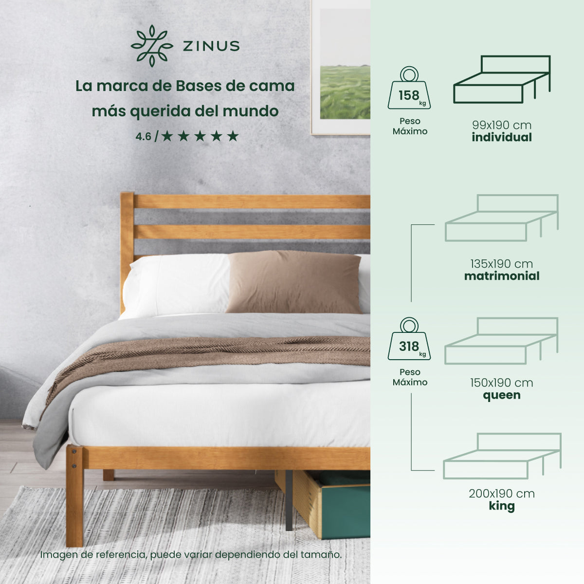 Base de Cama de Bambú | Leah