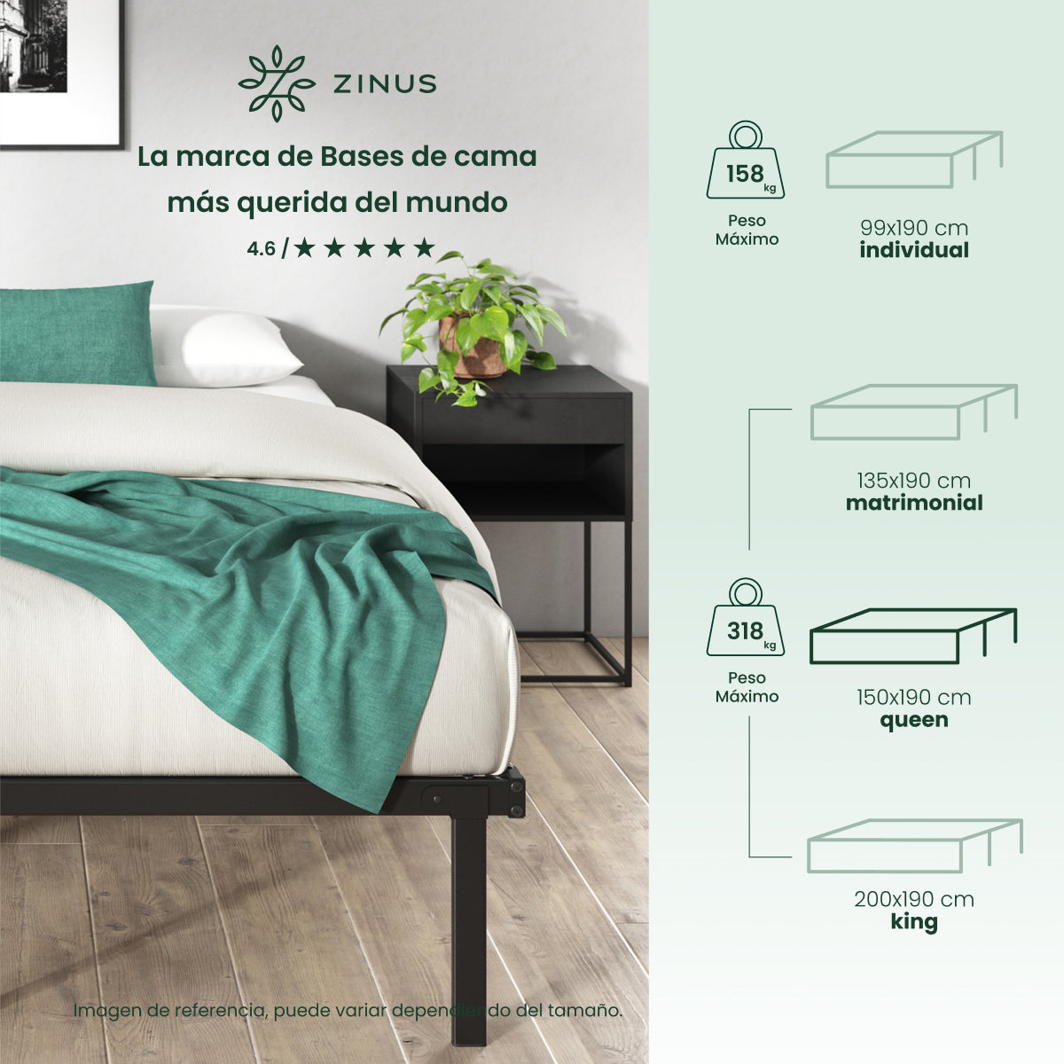 Base de Cama de Metal | Caleb