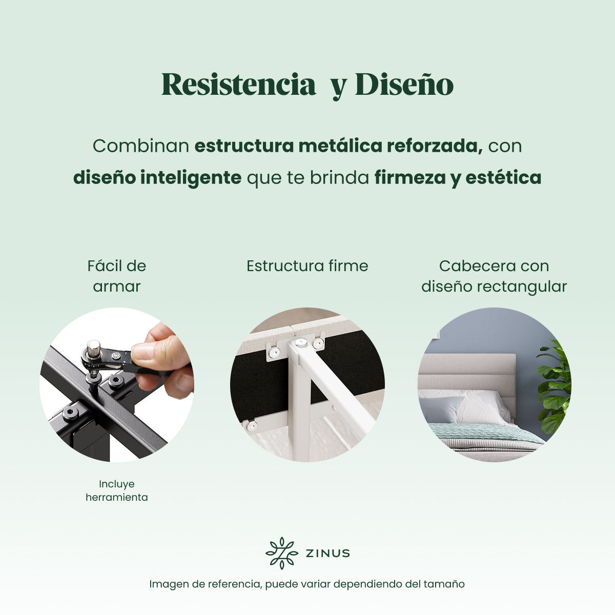 Zinus |  Cama Completa Base Piper + Colchón Comfort