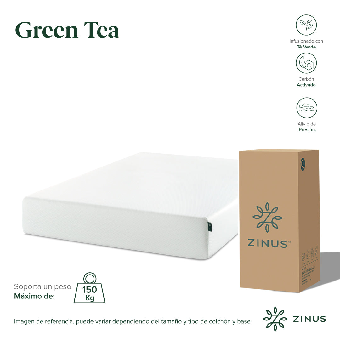 Colchón + Base | Green Tea + Base Metálica Con Cabecera Mia