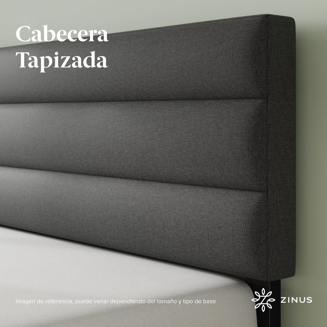Zinus Piper | Base de cama con cabecera y tapizada, Fácil montaje