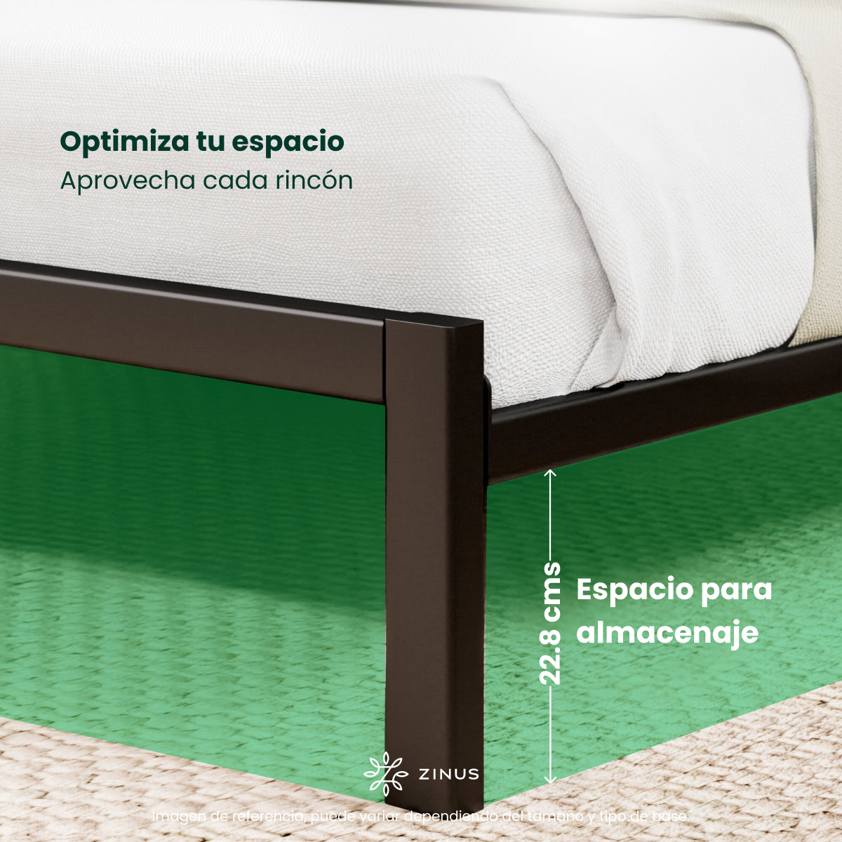 Zinus |  Cama Completa Base Shen + Colchón Comfort