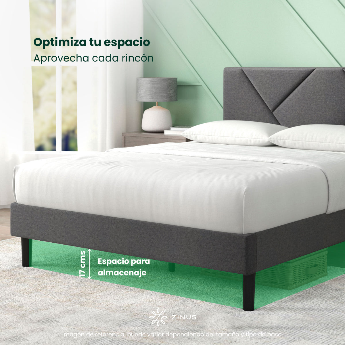 Base de Cama con Cabecera y Tapiz | Judy