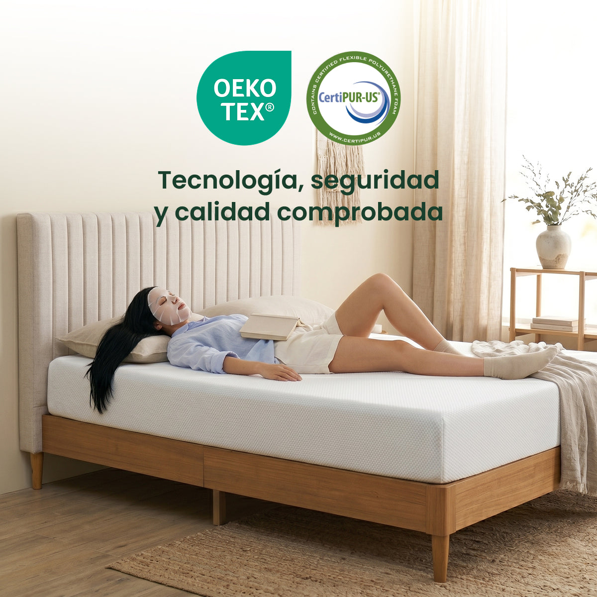 Zinus |  Cama Completa Base Justin + Colchón Sueño Fresco