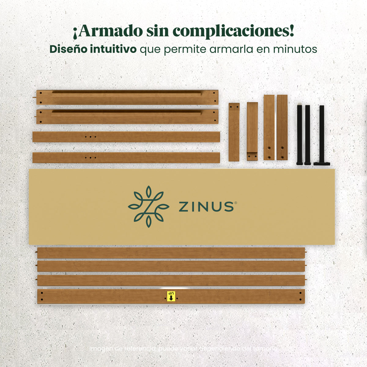 Zinus |  Cama Completa Base Leah + Colchón Comfort