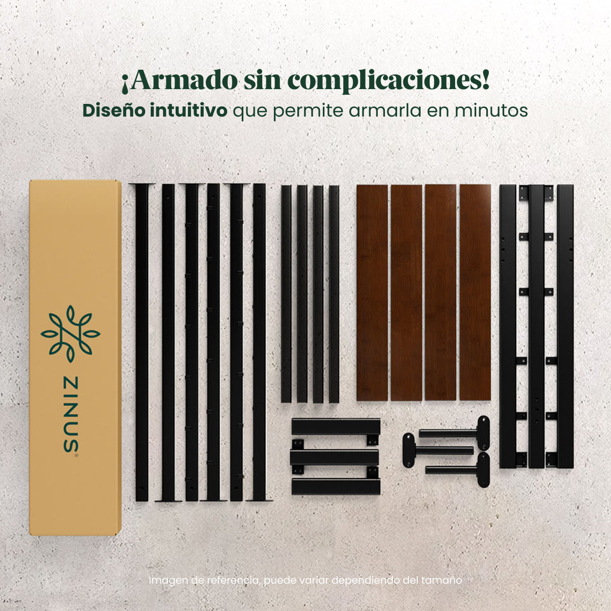 Zinus |  Cama Completa Base Shen + Colchón Comfort