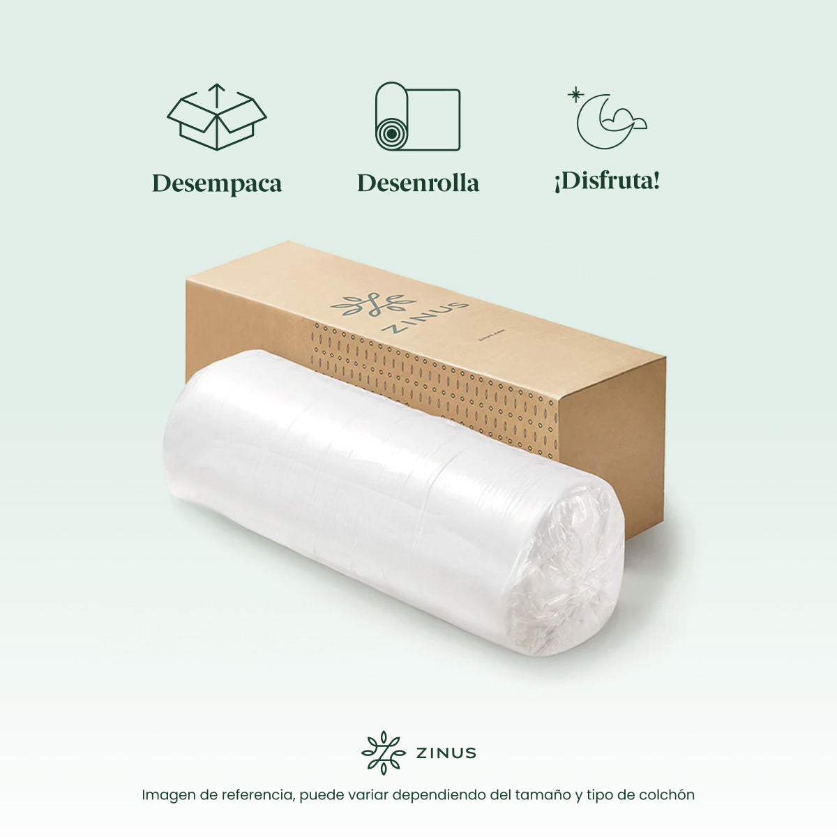 Zinus |  Cama Completa Base Piper + Colchón Comfort