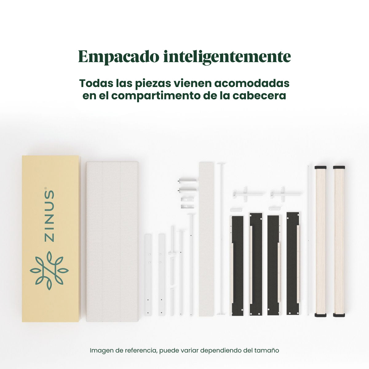 Zinus |  Cama Completa Base Piper + Colchón Comfort