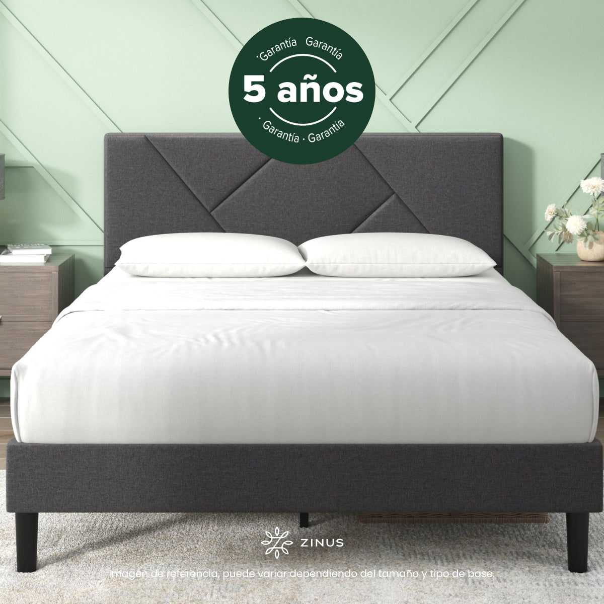 Base de Cama con Cabecera y Tapiz | Judy