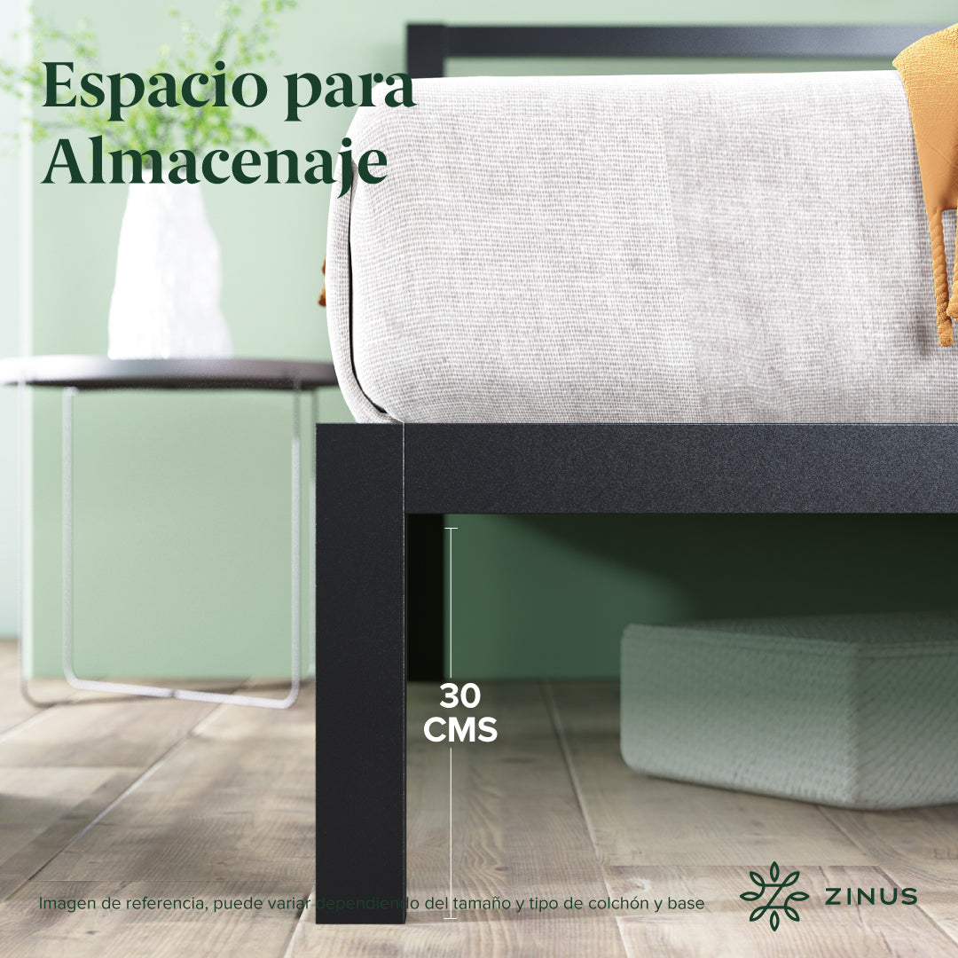 Colchón + Base | Green Tea + Base Metálica Con Cabecera Mia