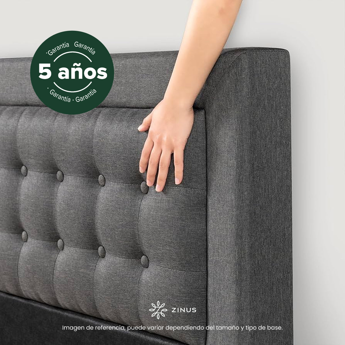 Zinus Dachelle | Base de cama con cabecera y tapizada, Fácil montaje