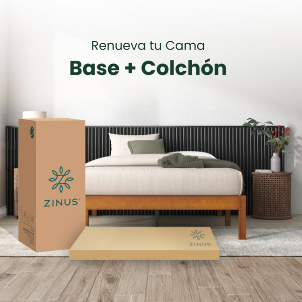 Zinus |  Cama Completa Base Ellie + Colchón Comfort