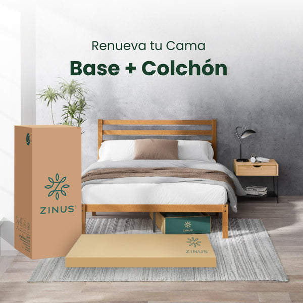 Zinus |  Cama Completa Base Leah + Colchón Comfort