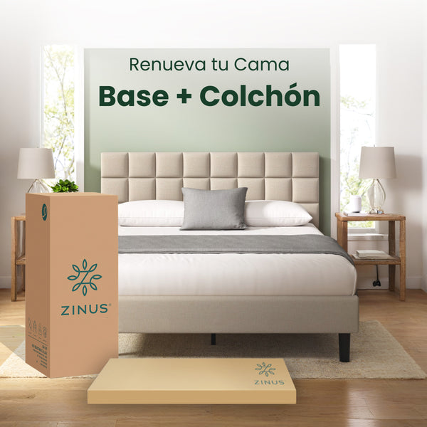 Zinus |  Cama Completa Base Leo + Colchón Comfort