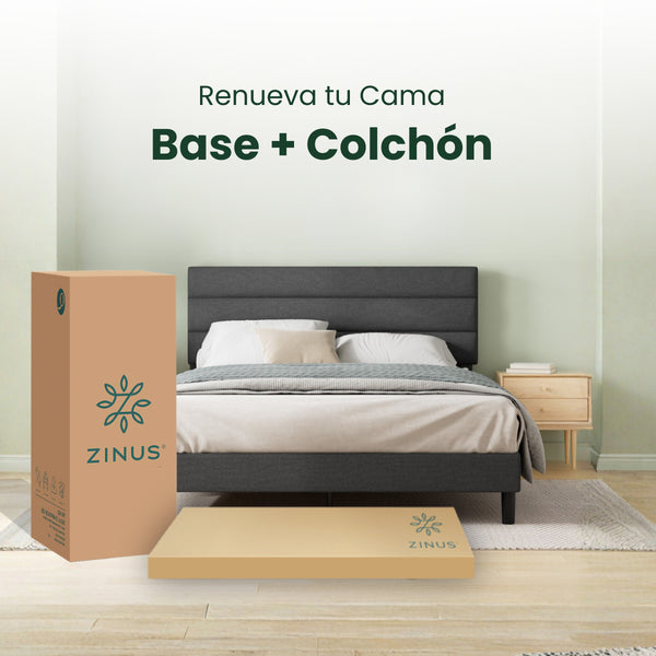 Zinus |  Cama Completa Base Piper + Colchón Comfort