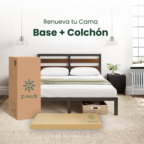 Zinus |  Cama Completa Base Shen + Colchón Comfort