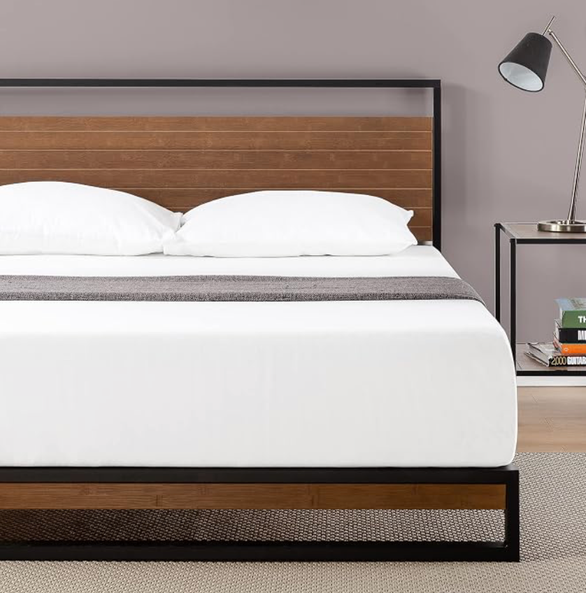 Zinus Suzanne | Base de Cama Individual de Bambú y Metal Resistente | De Fácil Armado | Garantía de 5 años